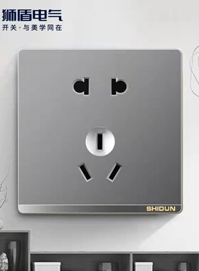 狮盾开关插座X5灰色家用暗装一二三四开五孔电脑空调一开五孔正品