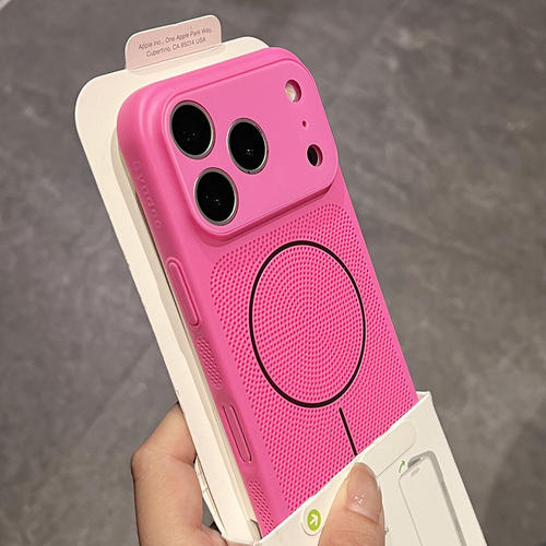 玫粉色秒变大视窗散热透气新款适用于iphone17promax手机壳苹果16pro网孔15磁吸充电14高级感pm全包防摔13女
