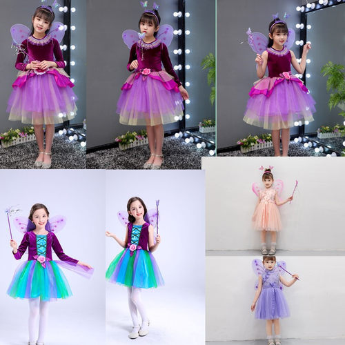 万圣节儿童服装女童女巫服装白雪公主裙cos蝴蝶仙子儿童精灵裙子