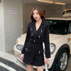 RM8994#新款网红时尚套装女短款西装外套+A字半身裙两件套