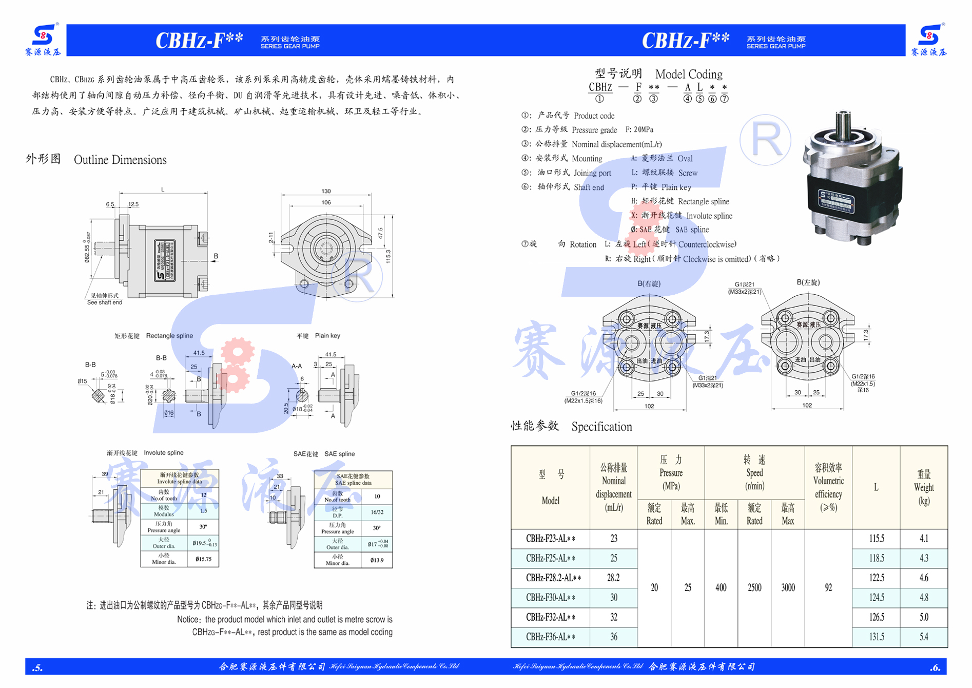 CBHZ-F32-ALH6L齿轮泵SaiYuan