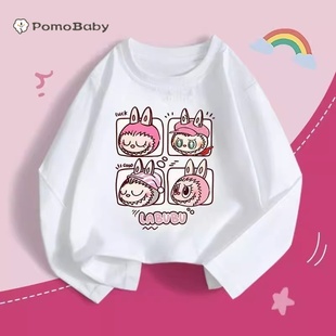 儿童长袖T恤新款卡通印花中大童春季纯棉打底衫男女童洋气上衣A1