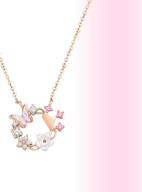 迪士尼925银蝴蝶锁骨链礼物