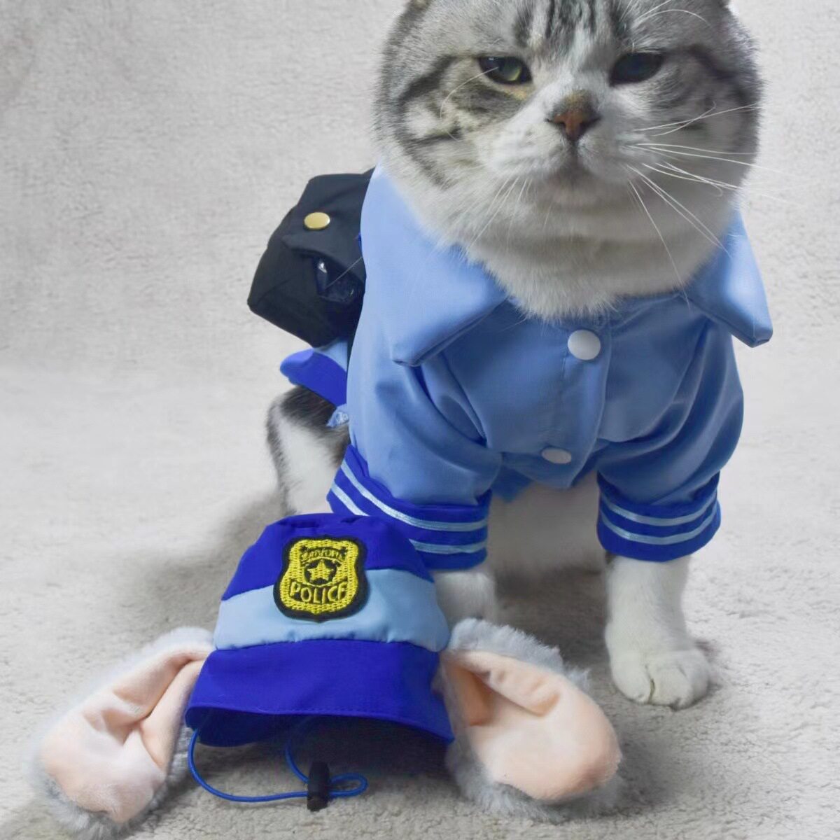 疯狂动物城兔子警官cos卡通长耳朵兔子帽子尼克朱迪宠物狗狗衣服