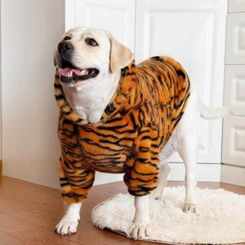 大型犬衣服绒毛秋冬可爱小老虎保暖拉布拉多金毛萨摩耶边牧大狗