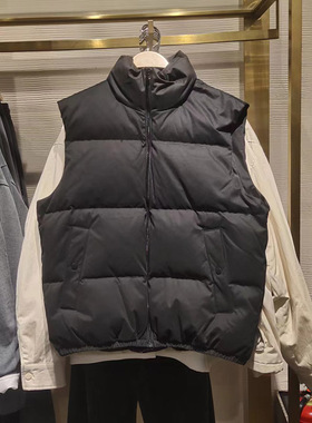 2025秋冬新款男装时尚潮流百搭纯色立领无袖羽绒服马甲UMV130001