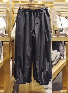 2024夏季男装时尚休闲百搭松紧腰系绳锥形宽松速干束脚裤632029