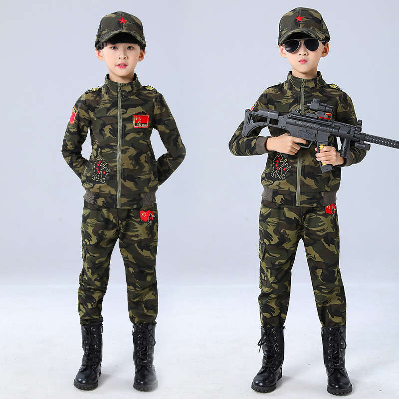 儿童迷彩服套装秋冬装男童运动特种兵衣服潮童装军训加绒加厚警服
