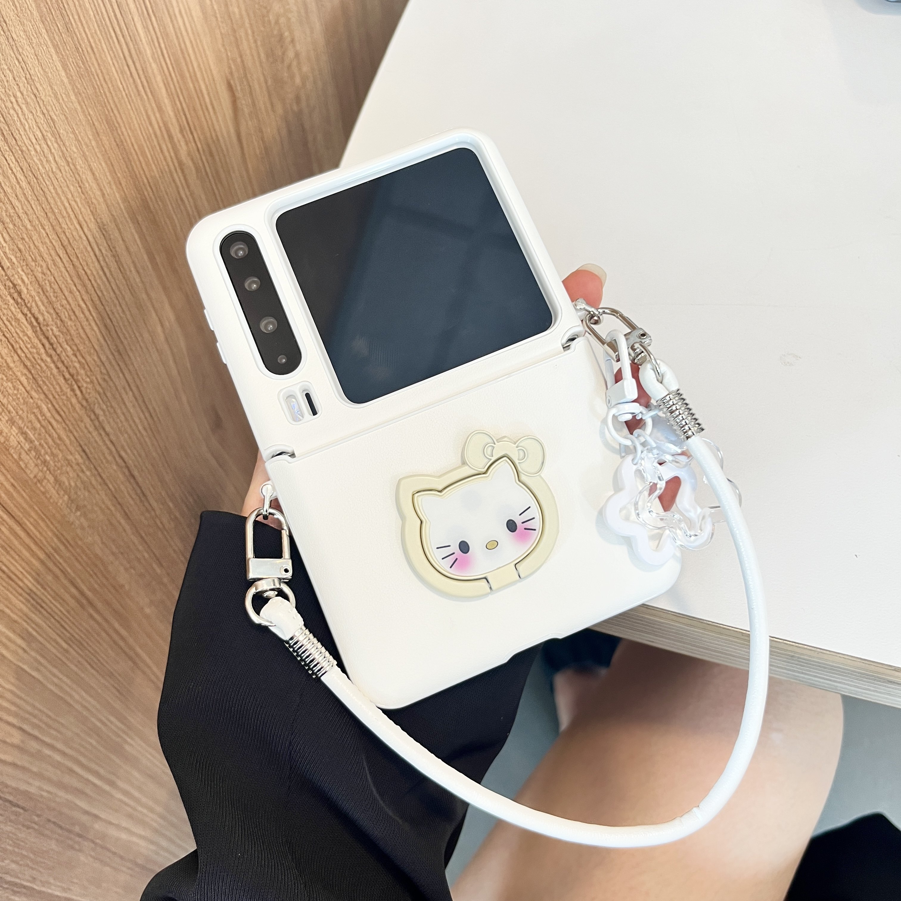 适用于华为PuraX手机壳带支架新款KT猫原创挂绳折叠屏PuraX保护壳可斜挎典藏版全包防摔女款中轴包高级简约潮