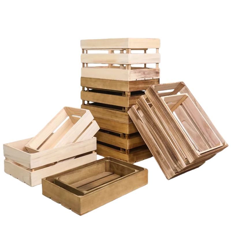 实木木框箱道具装饰木箱子水果筐超市陈列木箱展示推头复古收纳箱