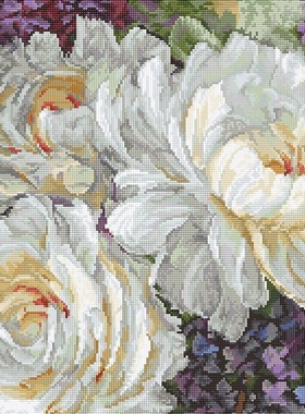 刘年锦绣 正品ANC绣线十字绣自配套件 非印花 三朵白色玫瑰