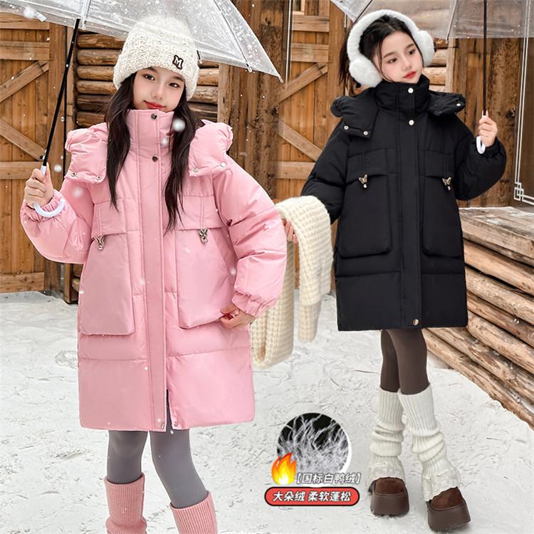 女童中长款加厚白鸭绒羽绒服