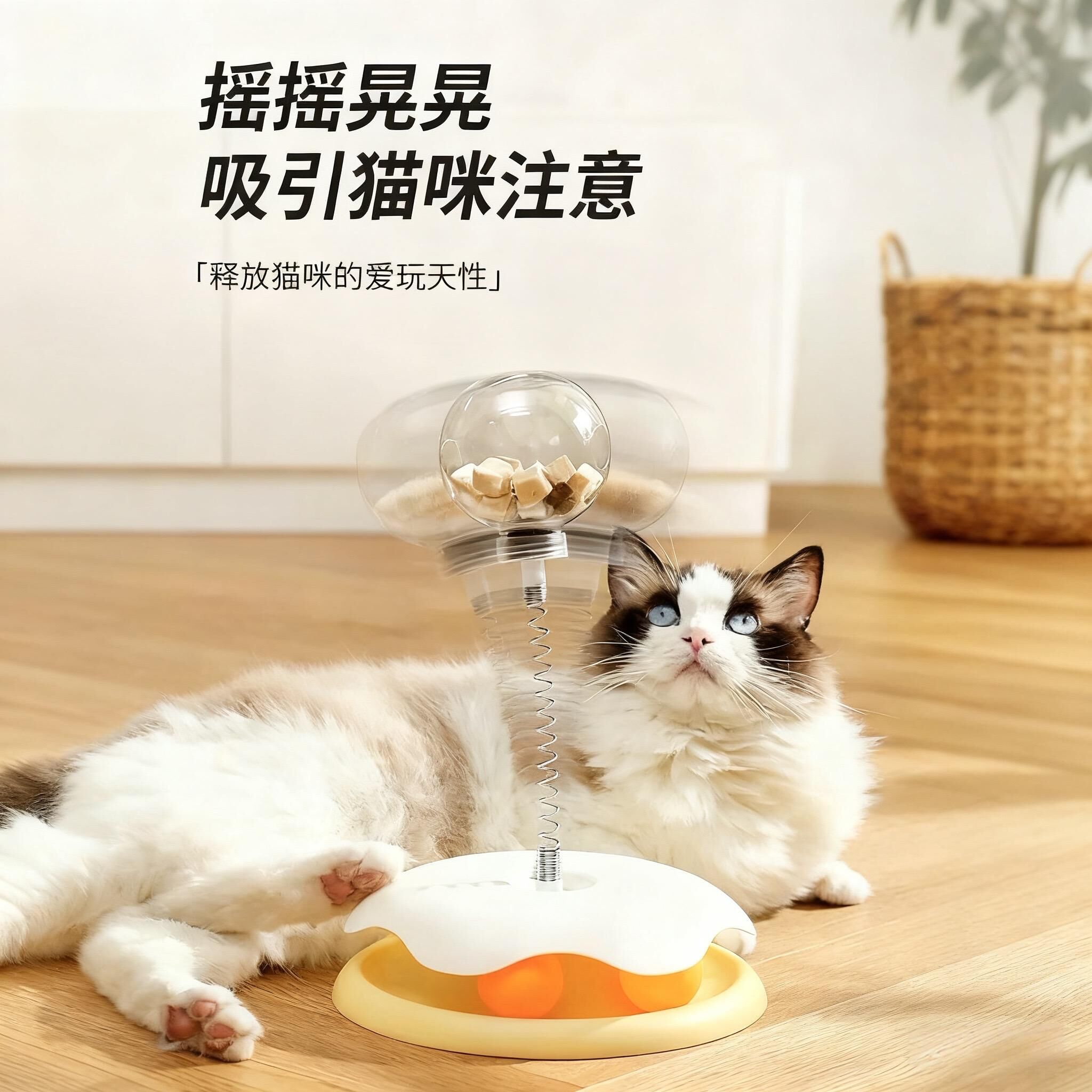 猫转盘带弹簧透明漏食球
