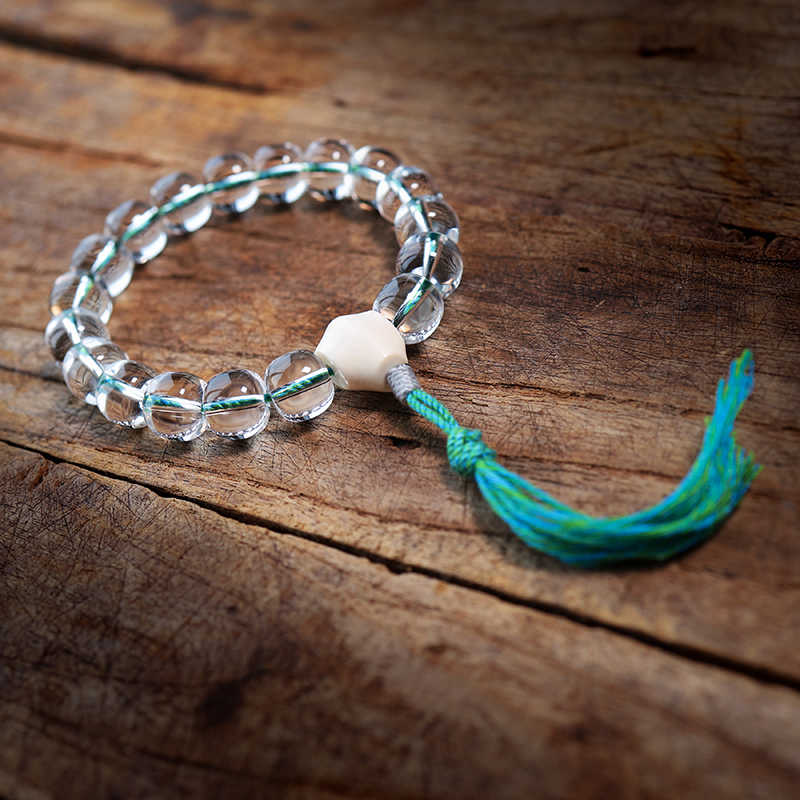 天然喜马拉雅水晶10A净水级老型念珠手持猛犸三通