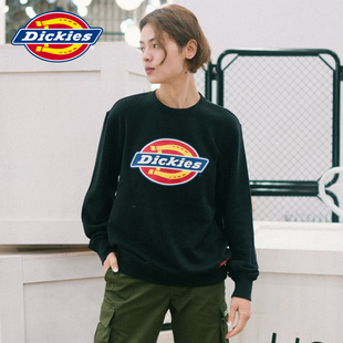 Dickies圆领卫衣秋冬上新情侣印花男女休闲百搭纯棉宽松套头上衣