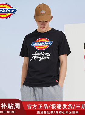 Dickies官方正品印花情侣装休闲短袖t恤男新品透气简约上衣女7087