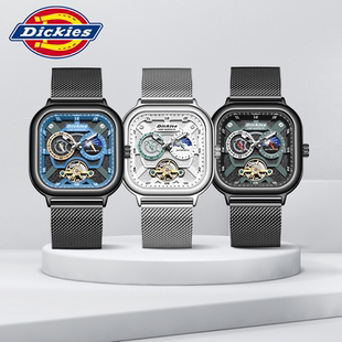 手表男全自动机械镂空学生腕表防水 Dickies官方正品 圣诞送礼
