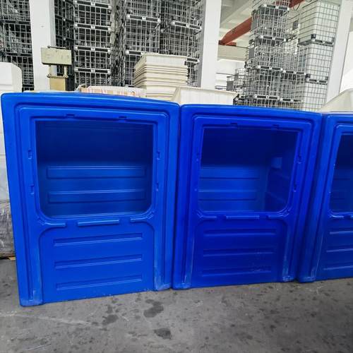 新款布草笼车干湿漂洗加厚仓储笼移动方便1000L滚塑异形加工