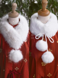 格格间古风汉服秋冬围脖围巾保暖少女毛绒可爱毛领儿童仿狐狸毛