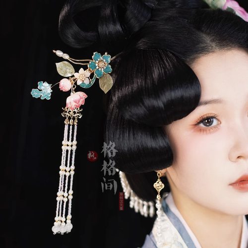 格格间原创【玉叶】华丽重工烧蓝滴油凤冠霞帔古风汉服配饰发簪