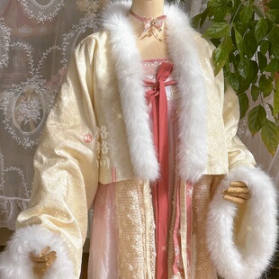 格格间原创汉服【樱时】法门寺披袄小唐风齐胸裙秋冬保暖加绒上衣