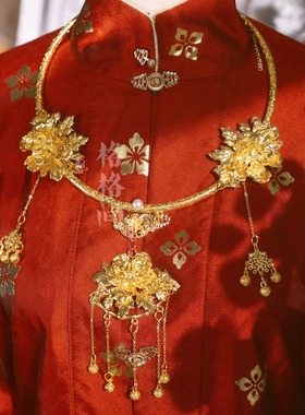 格格间原创【叁金】晚明风平安锁明制婚服项圈古风项链女珍珠璎珞