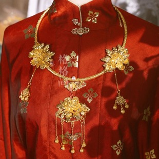 格格间原创【叁金】晚明风平安锁明制婚服项圈古风项链女珍珠璎珞