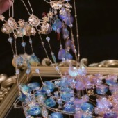 格格间原创 双鱼 粉色人鱼公主发簪贝壳鳞片超长流苏汉服铜发饰