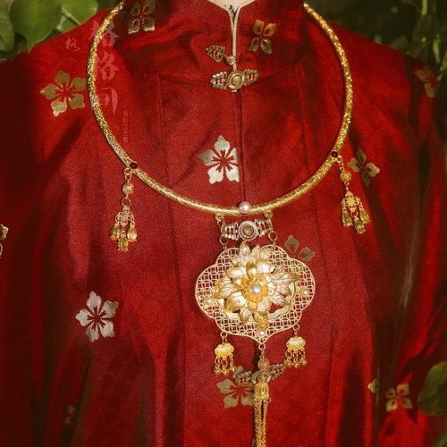 格格间原创【嘉禾】晚明风平安锁明制婚服项圈古风项链女珍珠璎珞