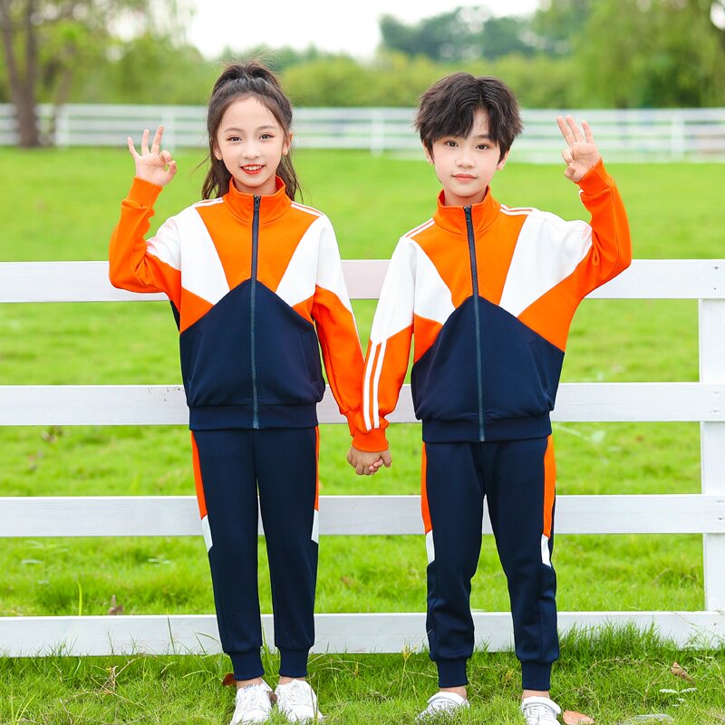 初中生校服定制高中生班服套装中小学运动会服秋季幼儿园老师服橘