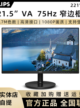 飞利浦221V8LS 21.5英寸办公显示器75Hz窄边框100Hz 24E1N1120