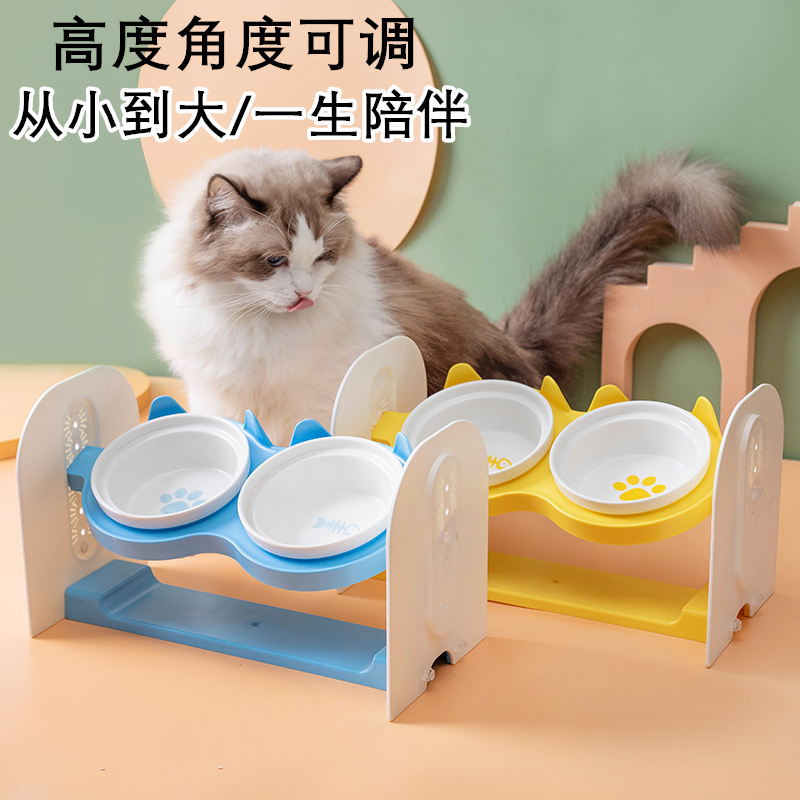 烁坭陶瓷猫碗高度倾斜角度可调