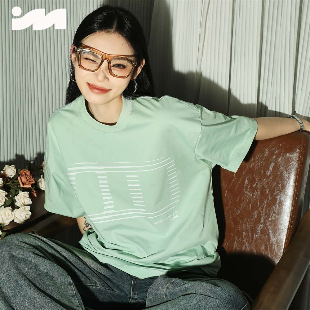 NOMT 国潮牌渐变跑道宽松百搭休闲情侣T恤五色套头圆领上衣短袖