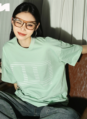 NOMT 国潮牌渐变跑道宽松百搭休闲情侣T恤五色套头圆领上衣短袖