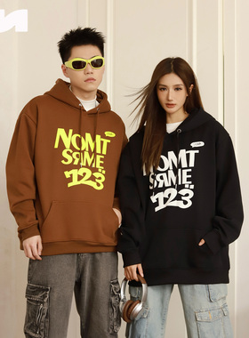 NOMT正面logo潮牌连帽卫衣春秋冬季新款宽松套头式男女装百搭卫衣