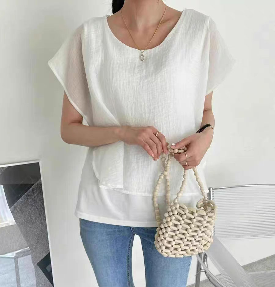 东大门系带圆领条纹衬衫夏季新品