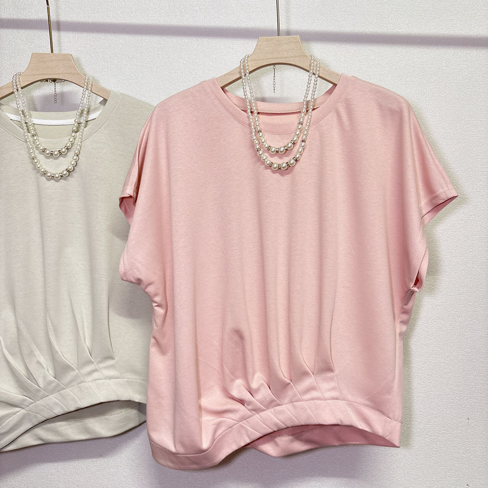 欧美个性不规则短袖t恤港风简约显瘦T恤百褶下摆设计感女装上衣潮
