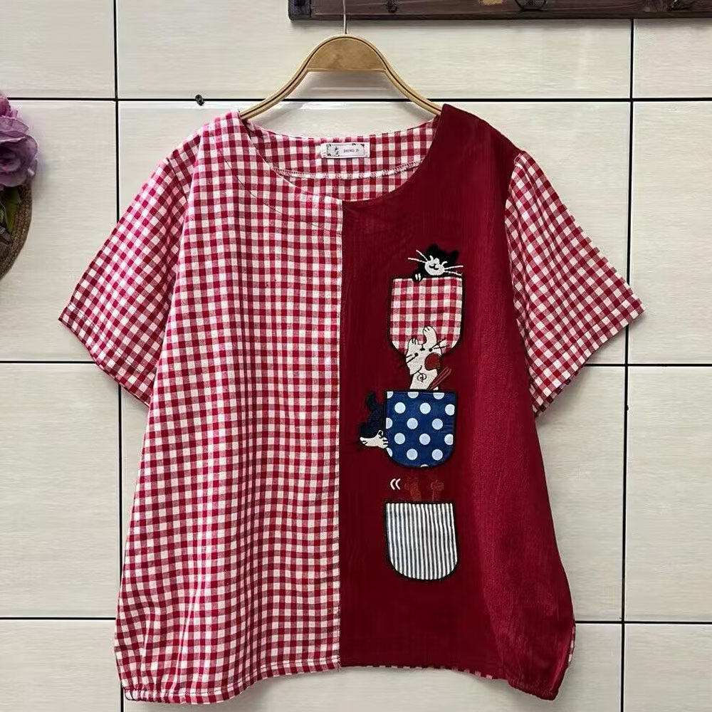 短袖宽松大码上衣女装衬衫