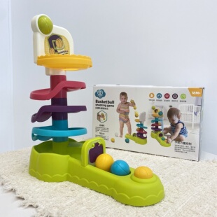 谷雨儿童趣味轨道转转乐婴幼儿滚球投篮益智早教玩具6939