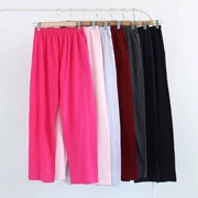 Quần pyjama nữ tám quần nam cotton nhà quần mỏng mùa xuân và mùa thu cotton đan thể thao buổi sáng tập thể dục rộng kích thước lớn giản dị - Quần tây