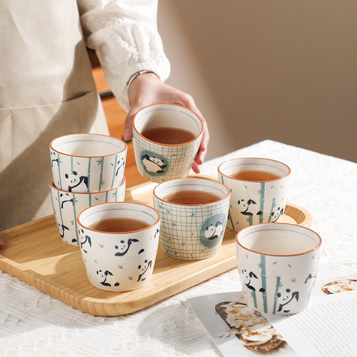 熊猫陶瓷茶杯茶壶套装高颜值