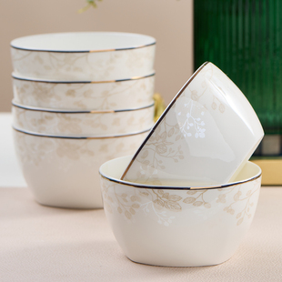 吃饭的碗家用米饭碗方碗好看高级感不烫手微波炉陶瓷轻奢骨瓷餐具