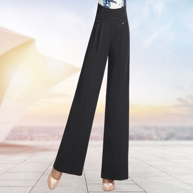 丹宝罗双人舞裤子女品牌国标舞女裤黑色夏季垂坠免烫高端摩登舞裤