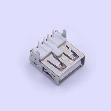 902-242A1011D10100  母座 弯插 内扣直脚无边内弹铜壳T型PBT白胶