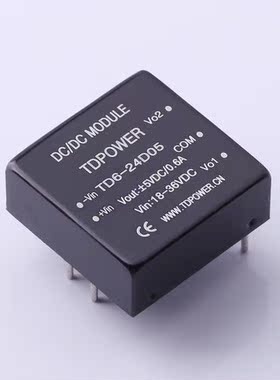 TD6-24D05  Vin=18V~36V Vout=±5.05V 600mA 可正负配置