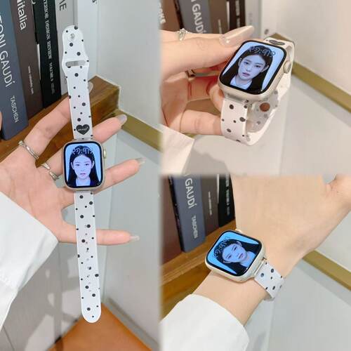 适用苹果iWatchS11ins风爱心波点TPU表带小米10pro华为Fit4腕带
