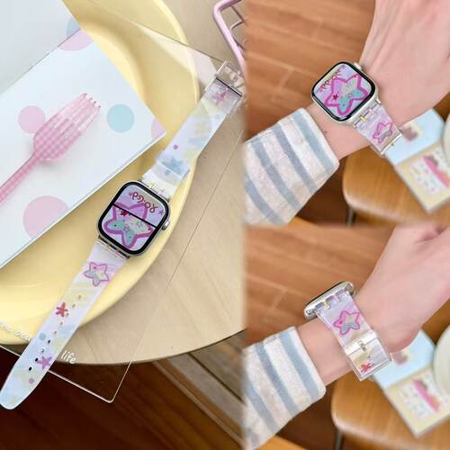 适用苹果iwatchS11TPU表带小米10pro可爱kt小女孩华为Fit4pro腕带