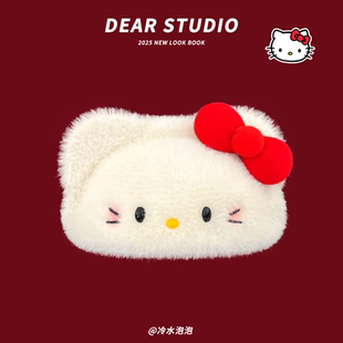 毛茸茸可爱腮红kitty猫针织贝雷帽子女秋冬季甜美软糯少女画家帽