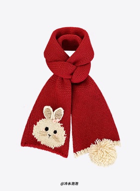 日系手工针织小兔子毛线围巾女秋冬季保暖甜美百搭学院风情侣围脖