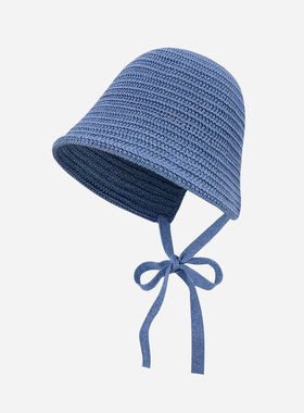 2026新款纯色绑带渔夫帽子女春夏季出游遮阳水桶帽百搭显脸小盆帽